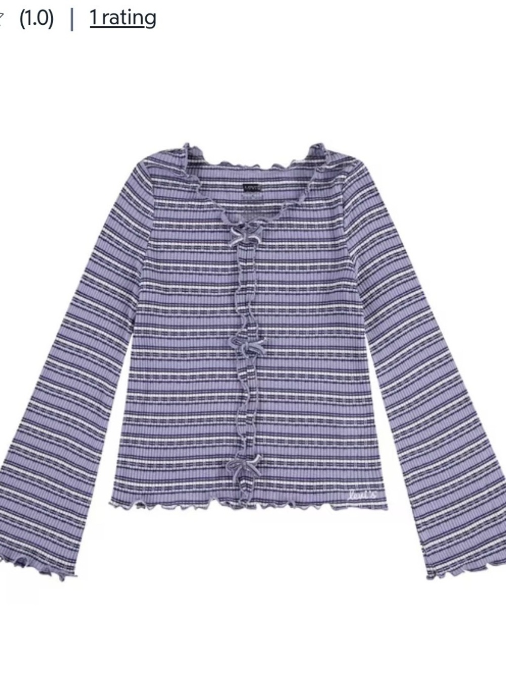 2 for $10 sale: Levi’s lavender white striped long sleeve shirt with lettuce hem